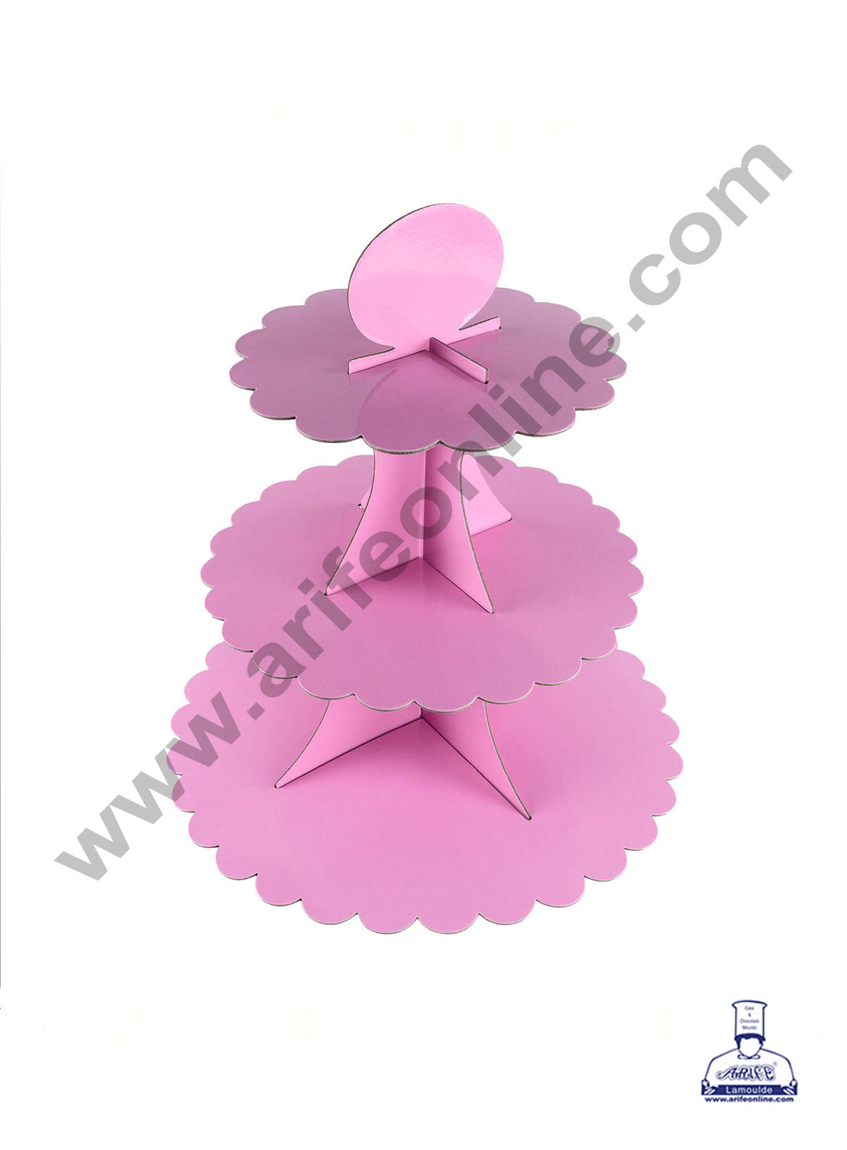 Cake Decor™ 3-Tier Lace Edge Cardboard Cupcake Stand Holder - Heavy