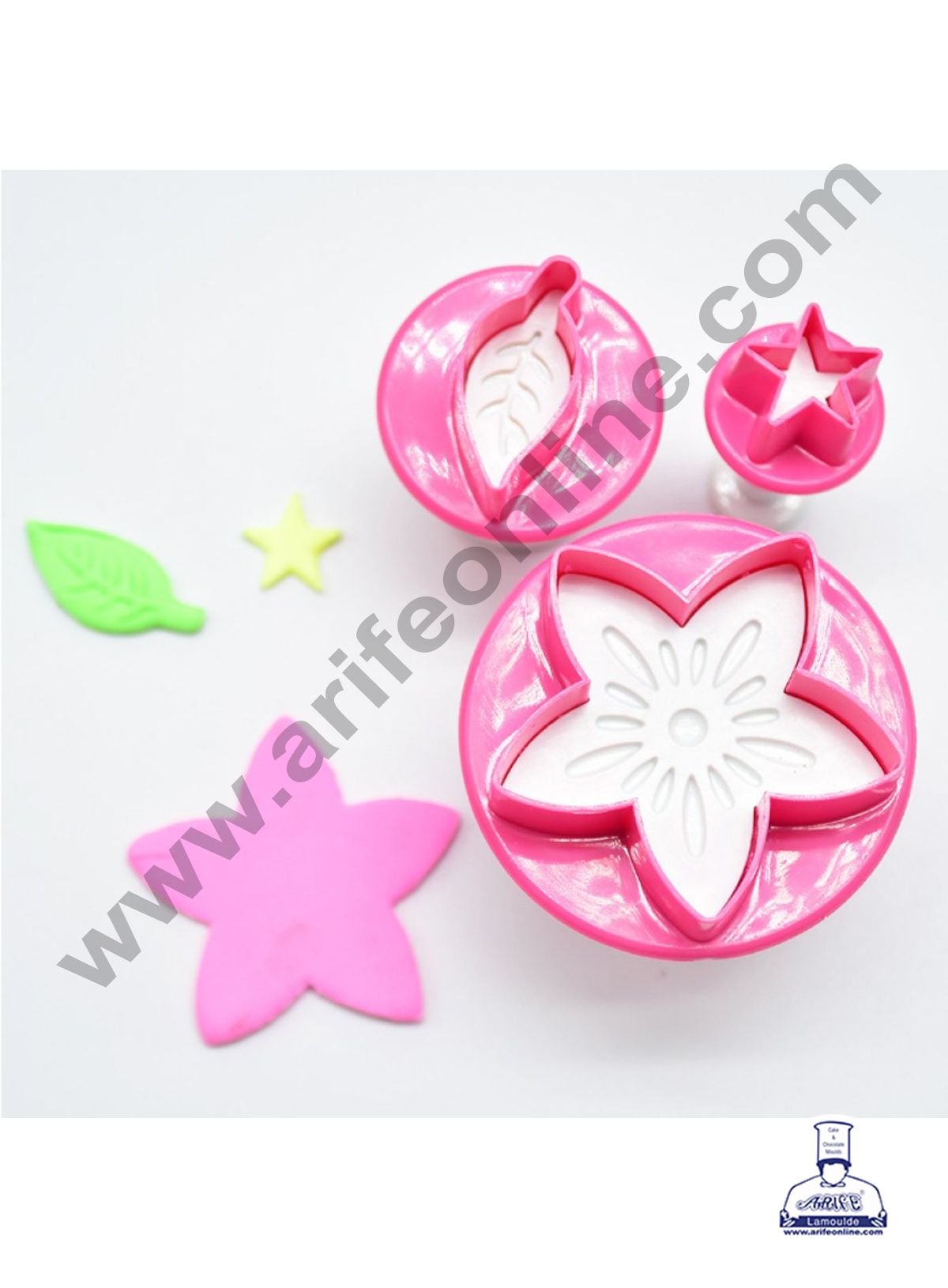 3 pcs Star Flower Leaf Plunger Cutter Fondant Tool ZN-2327 (MOQ 6 PCS) (ED)
