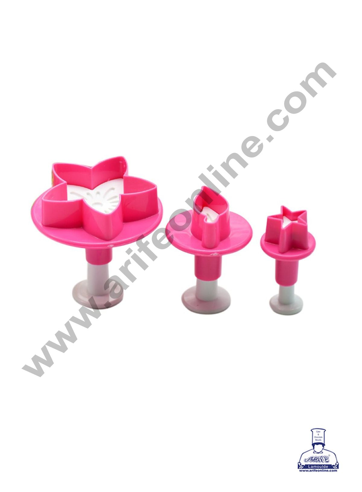 3 pcs Star Flower Leaf Plunger Cutter Fondant Tool ZN-2327 (MOQ 6 PCS) (ED)