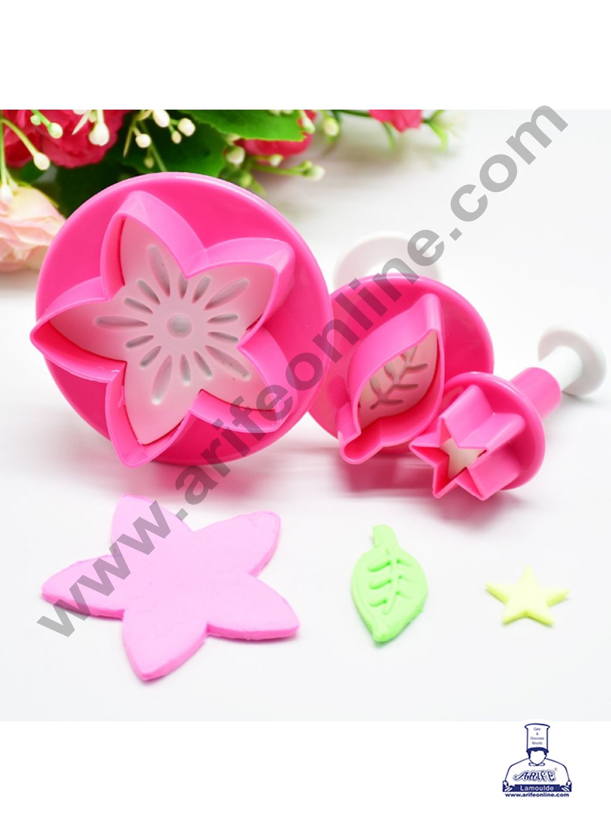 3 pcs Star Flower Leaf Plunger Cutter Fondant Tool ZN-2327 (MOQ 6 PCS) (ED)