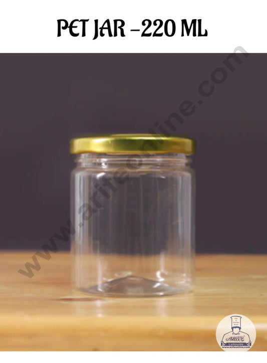 1 Piece Plastic Transparent Cookies Jar With Golden Cap - 220 ml (MOQ 100 PCS) (AM)