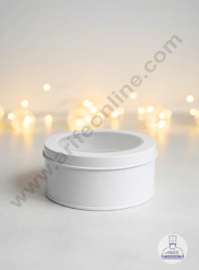 Dream Tin with Window (IMP) | Dream Cake Tin | Torte cake | Cookie |White | 11 cm X 5cm |Small (FE)