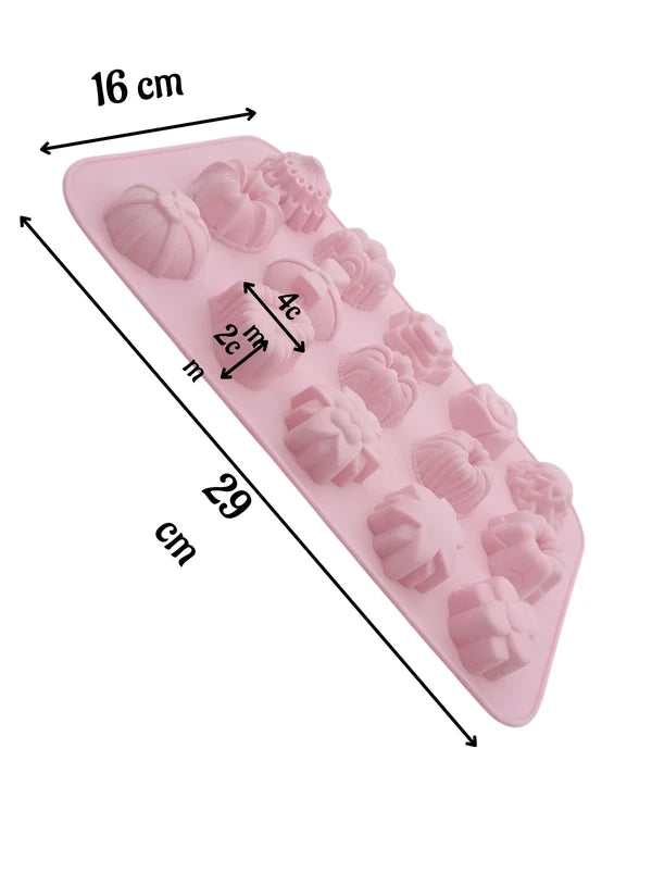 15 Cavity Multi Design Silicone Mould | Assorted Flower, Bundt Cake, Chocolate, Soap & Jelly Baking Tray (SBSM-G1401) - (MOQ 12 PCS) (AID)