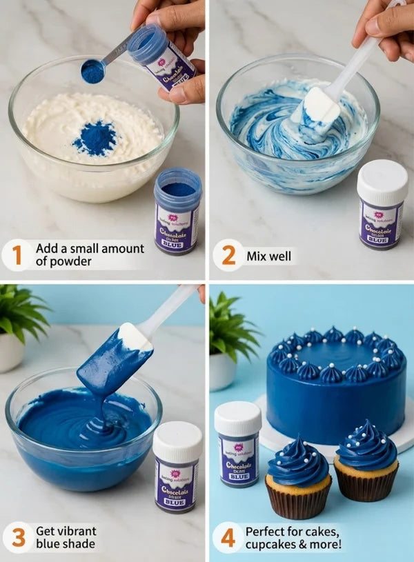 7C Edible Chocolate Colour Powder – Blue (5g) | Food Colour for Chocolates, Cakes &  Desserts(7C-CPC-Blue) (MOQ 12 PCS) (FO.2)