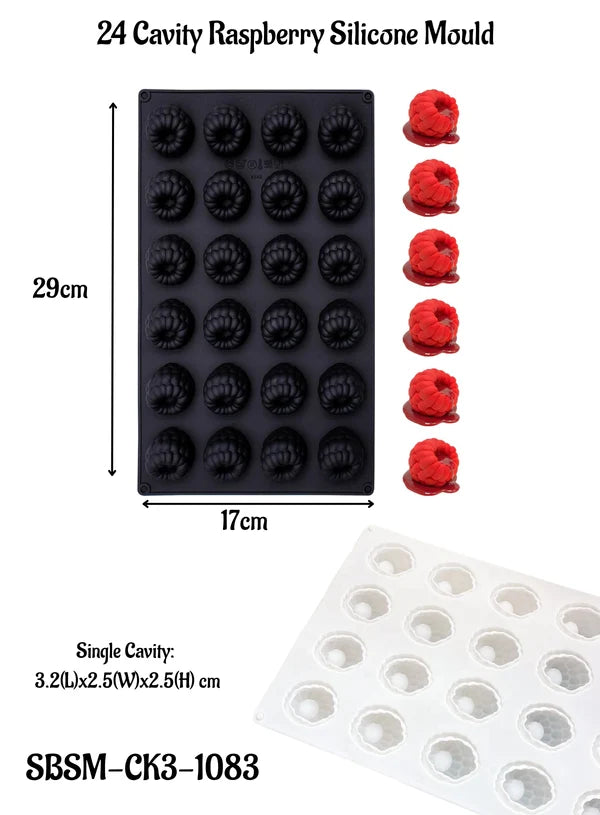 24 Cavity Raspberry Silicone Mould | Raspberry Shape Fruit Mould for Mousse, Chocolate, Cake & Dessert (SBSM-CK3-1083) -(MOQ 12 PCS) (AID)