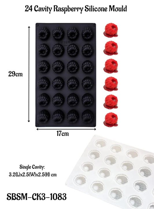 24 Cavity Raspberry Silicone Mould | Raspberry Shape Fruit Mould for Mousse, Chocolate, Cake & Dessert (SBSM-CK3-1083) -(MOQ 12 PCS) (AID)