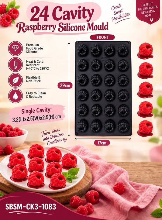 24 Cavity Raspberry Silicone Mould | Raspberry Shape Fruit Mould for Mousse, Chocolate, Cake & Dessert (SBSM-CK3-1083) -(MOQ 12 PCS) (AID)