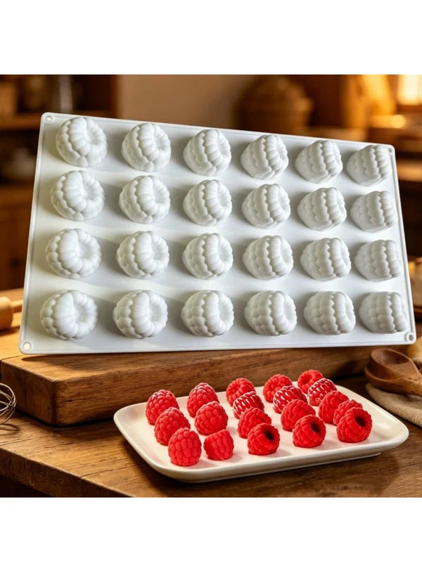24 Cavity Raspberry Silicone Mould | Raspberry Shape Fruit Mould for Mousse, Chocolate, Cake & Dessert (SBSM-CK3-1083) -(MOQ 12 PCS) (AID)