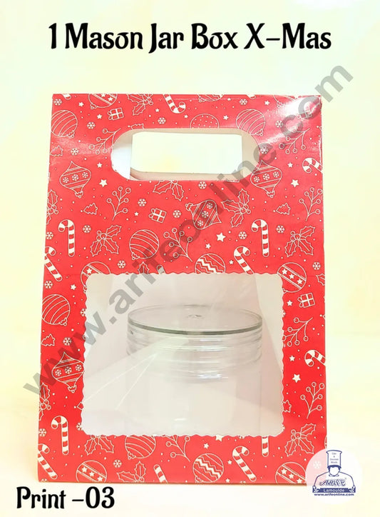 1 Mason Jar Paper Carry Bags Christmas Theme - RED - Small (10 Pcs)