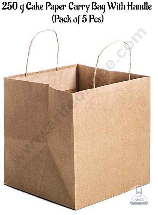 250 g Cake Paper Carry Bag With Handle (MOQ 100 PCS)