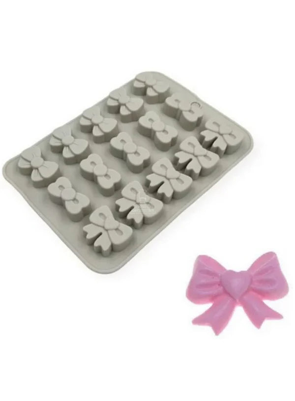 15-Cavity Assorted Bow Silicone Chocolate Mold - D0867 (MOQ 12 PCS) (ID)