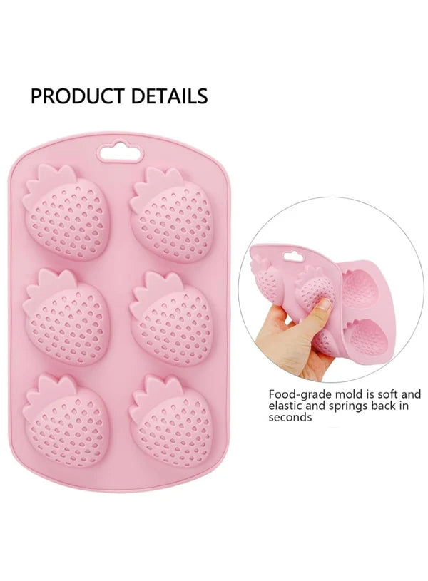 6-Cavity 3D Textured Mini Strawberry Silicone Mold│SBSM-CK3-848│ (MOQ 12 PCS) (EE)