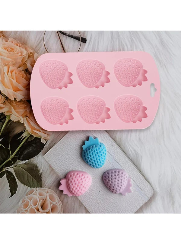 6-Cavity 3D Textured Mini Strawberry Silicone Mold│SBSM-CK3-848│ (MOQ 12 PCS) (EE)