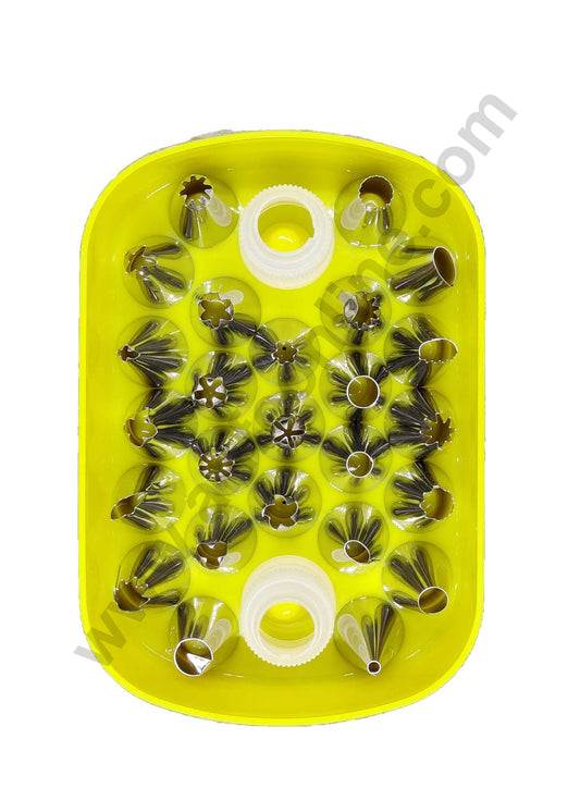 Cake Decor 25 Nozzle + 2 Coupler Box Piping Nozzles Pastry Tips Cupcake Cake Decorating