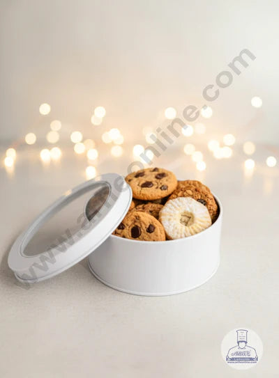Dream Tin with Window (IMP) | Dream Cake Tin | Torte cake | Cookie |White | 11 cm X 5cm |Small (FE)