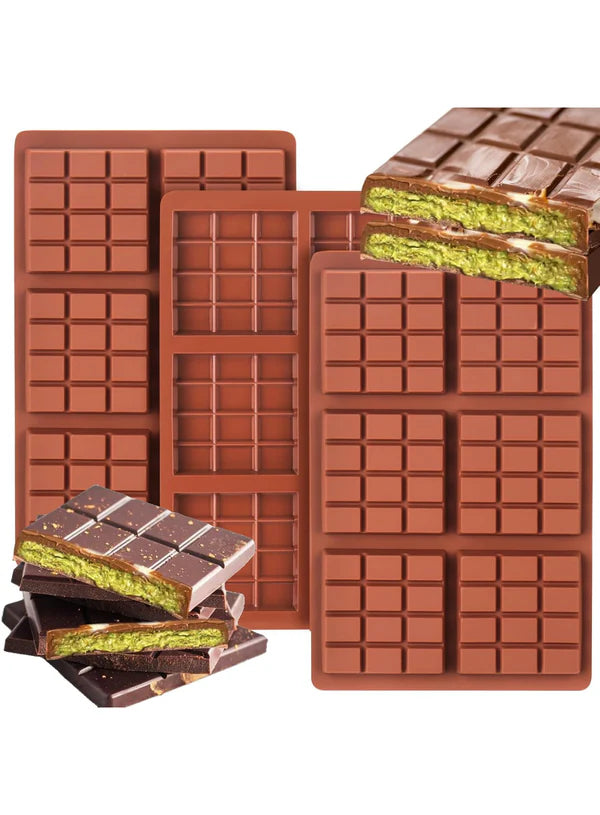 6 Cavity Deep Square Silicone Mould Kunafa Chocolate Silicone Mould | Pistachio Kunafa Chocolate 6 Cells 12 Sections Mould (Design-12) (MOQ 12 PCS)