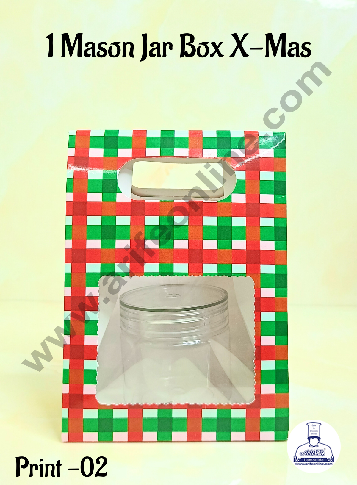 1 Mason Jar Paper Carry Bags Christmas Theme - RED & Green - Small (10 Pcs)  (MOQ 12 PACK)