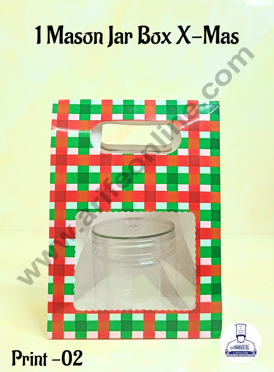 1 Mason Jar Paper Carry Bags Christmas Theme - RED & Green - Small (10 Pcs)  (MOQ 12 PACK)