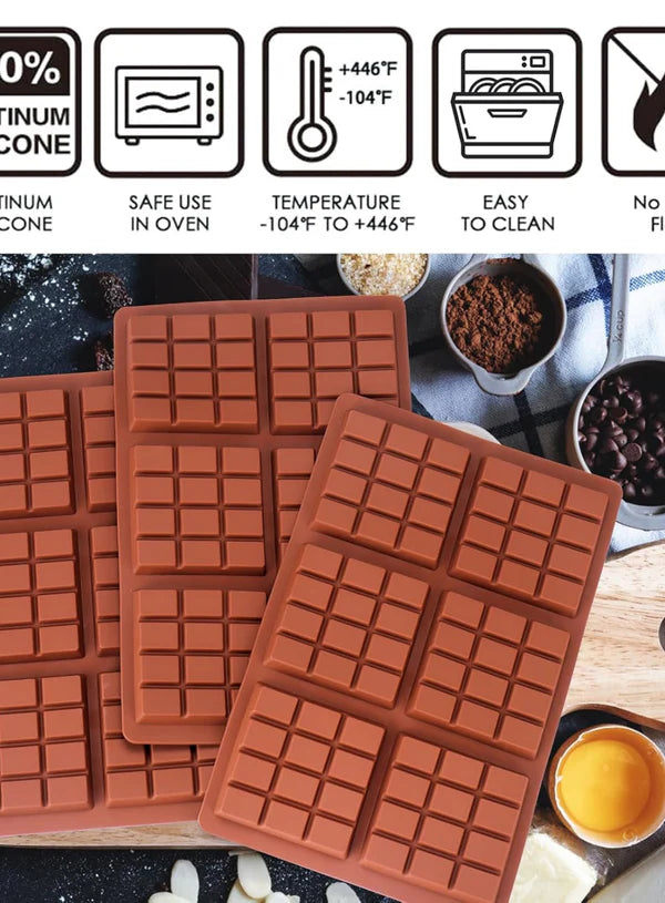 6 Cavity Deep Square Silicone Mould Kunafa Chocolate Silicone Mould | Pistachio Kunafa Chocolate 6 Cells 12 Sections Mould (Design-12) (MOQ 12 PCS)
