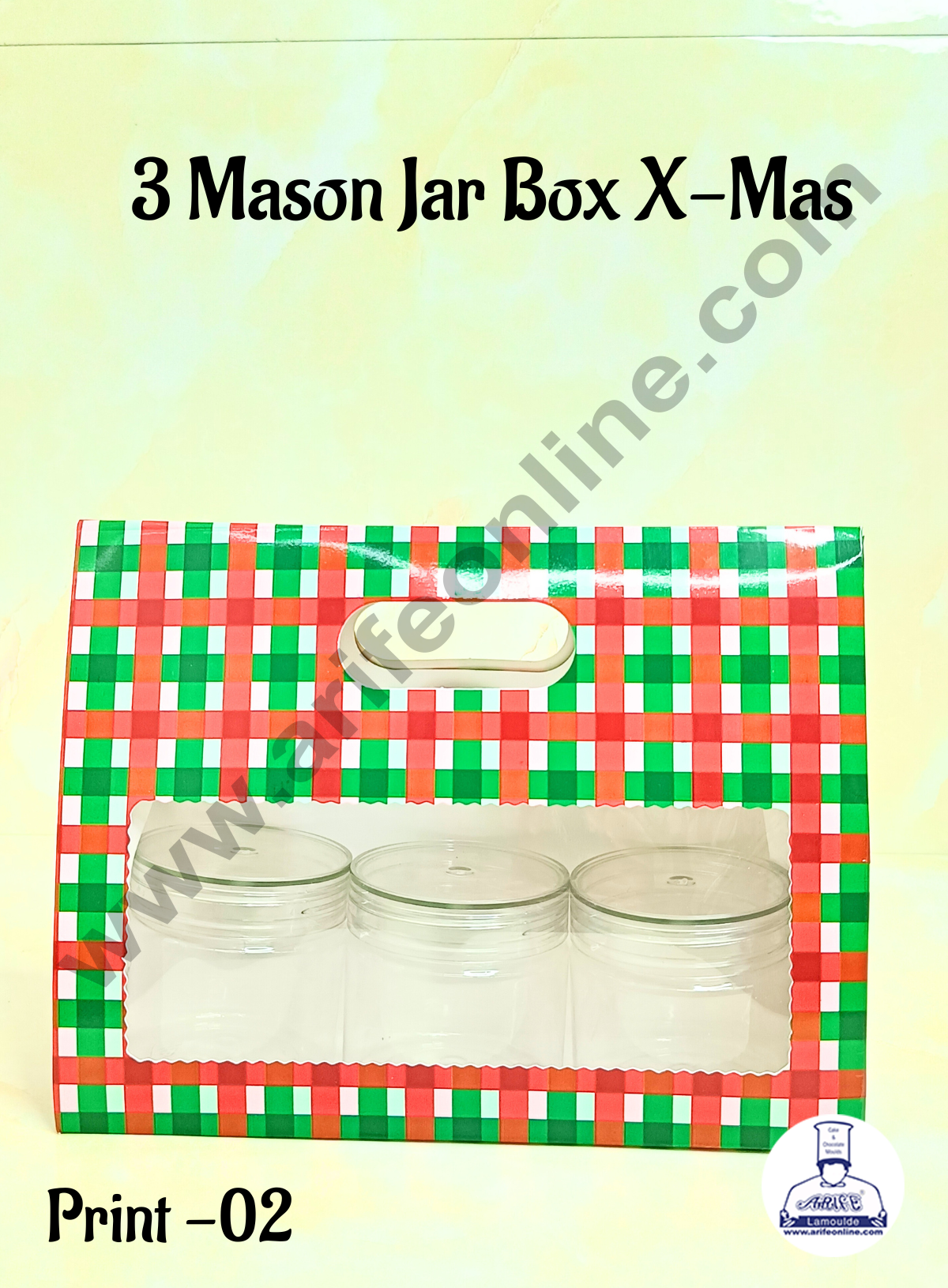 3 Mason Jar Paper Carry Bags Christmas Theme Red & Green - Large (10 Pcs) (MOQ 12 PACK)