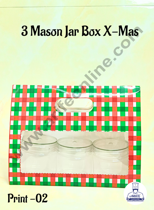 3 Mason Jar Paper Carry Bags Christmas Theme Red & Green - Large (10 Pcs) (MOQ 12 PACK)