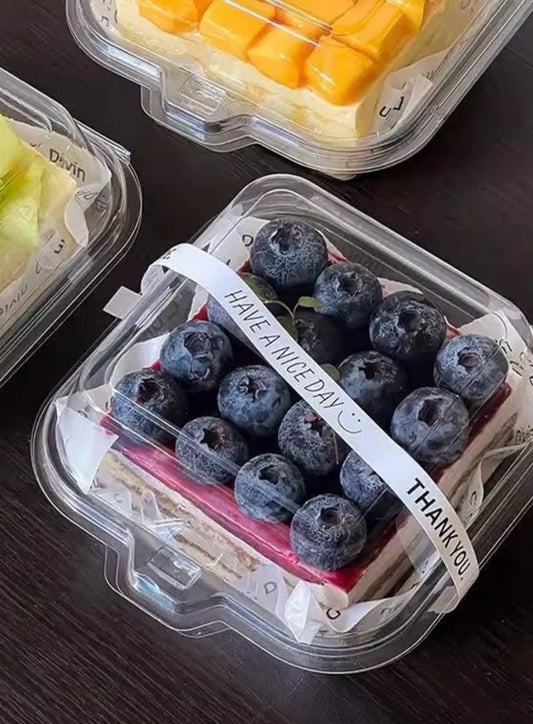 PVC Transparent Square Bento Box with Lid | Cupcake, Muffin & Dessert Packaging Container (SB-GY-205) (MOQ 100 PCS) (U)