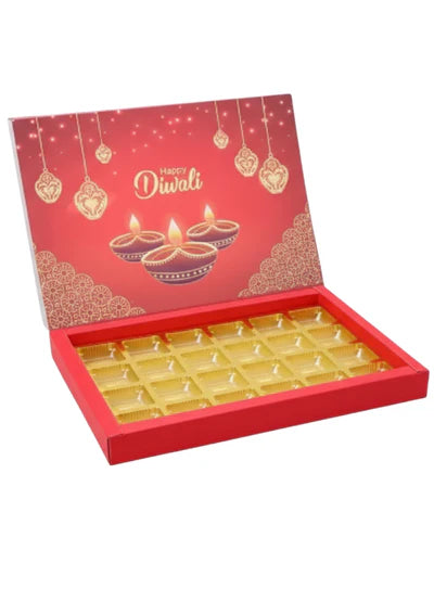 24 Cavity Diwali Sliding Hamper Box Without Cavity - Red (1 Piece Pack) -  (MOQ 50 PCS)