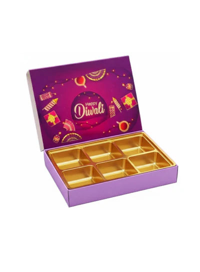 6 Cavity Diwali Sliding Hamper Box Without Cavity - Purple (1 Piece Pack) (MOQ 50 PCS)