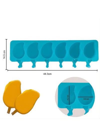 6 Cavity Silicone Popsicle Mould with Sticks | Reusable Ice Cream, Kulfi & Cakesicle Mold | Non-Stick Flexible Ice Candy Maker for Chocolate & Frozen Desserts (SBSM-MB-5010)     (IED)