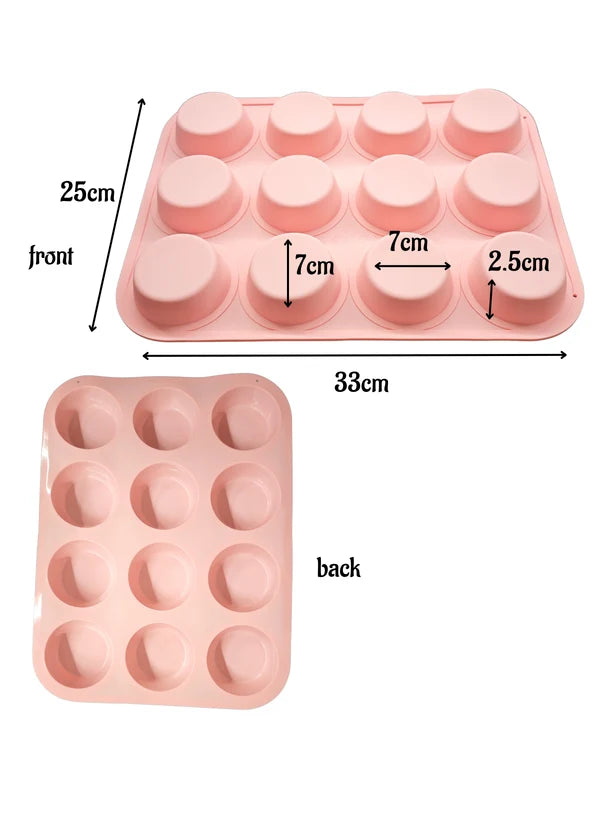 12 Cavity Round Muffin & Cupcake Mould | Muffin, Cupcake, Mini Cake & Dessert Baking Mould (SBSM-LBM1117) - (MOQ 12 PCS) (AED)