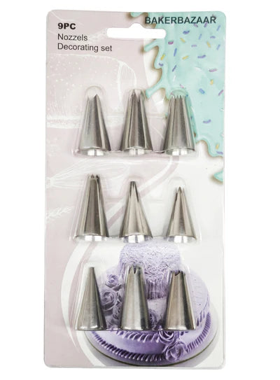 9 Pcs Nozzle Set Pastry Tips Cupcake Cake Decorating Nozzle (SBNO-139) (RR)