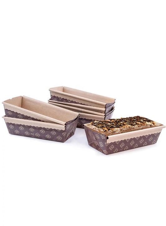 Novacart Bake & Serve Paper Baking Mould By Cake Decor - Big Brown Plum Cake Mould 10 Pcs ( SB-G9F-10337 )