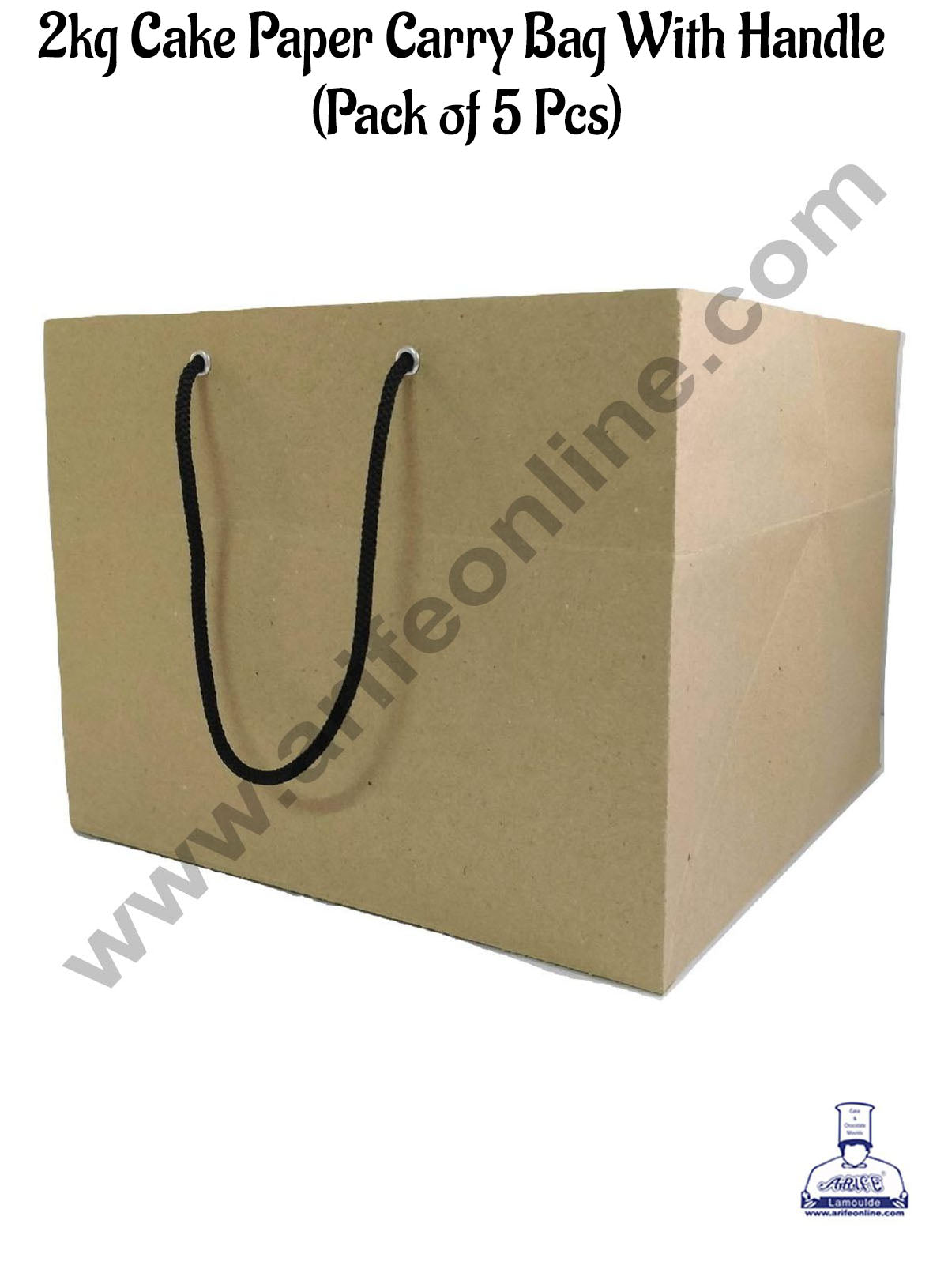 2 kg Cake Paper Carry Bag With Handle (MOQ 100 PCS)