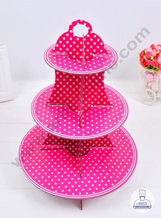 Cake Decor™ 3 Tier Small Polka Dots Printed Round Cardboard Cupcake Stand