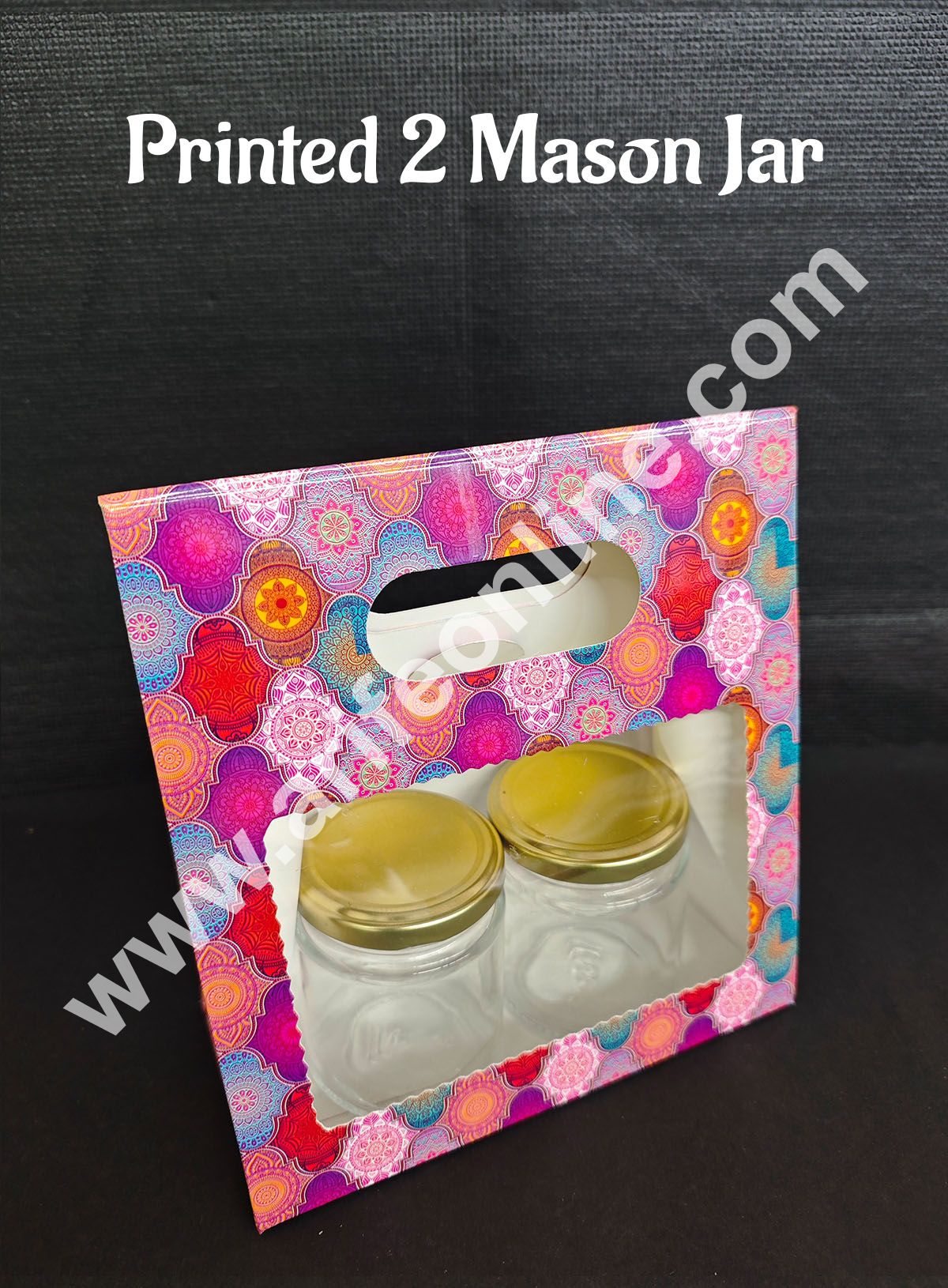 2 Mason Jar Paper Carry Bags Multicolor Traditional Design - Medium (10 Pcs) (MOQ 12 PACK)