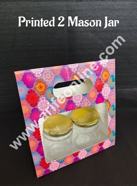 2 Mason Jar Paper Carry Bags Multicolor Traditional Design - Medium (10 Pcs) (MOQ 12 PACK)
