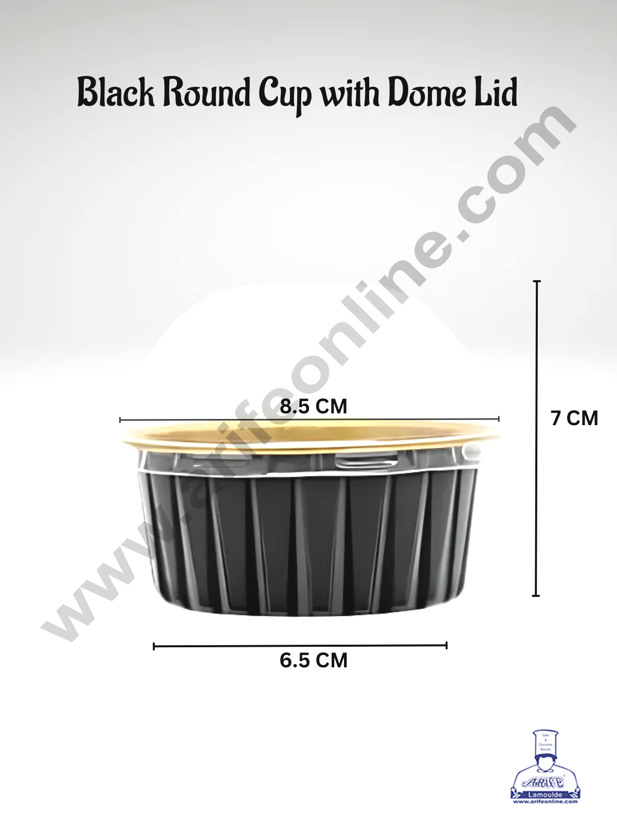 Black Round Frill Aluminium Tin Foil With Dome Lid Bake & Serve Cup| Aluminium Containers | Non-Stick Foil Baking Cups   2000 Pcs per cartoon (MOQ 1 CRTN) (M)