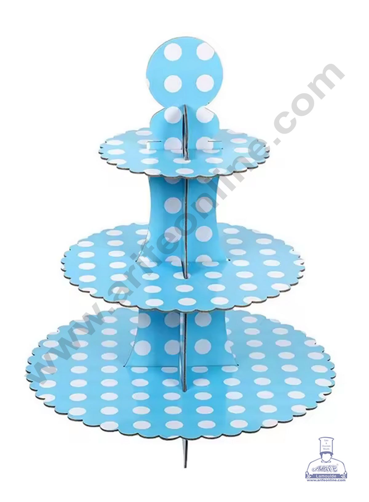 Cake Decor™ 3 Tier Large Polka Dots Printed Round Cardboard Cupcake Stand