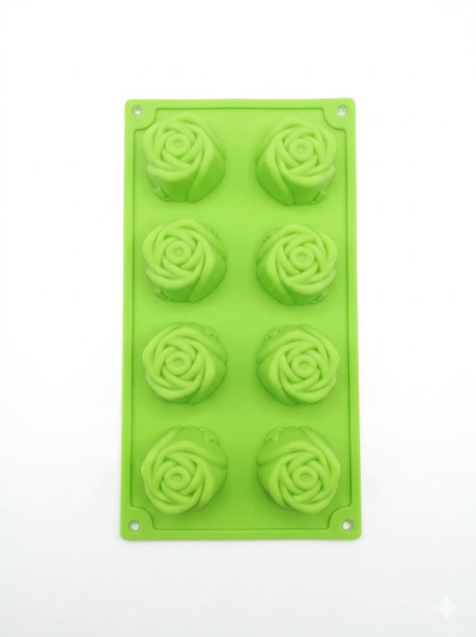 8 Cavity Rose Flower Silicone Moulds for Soaps and Chocolate Jelly Desserts Mould (MOQ 12 PCS)