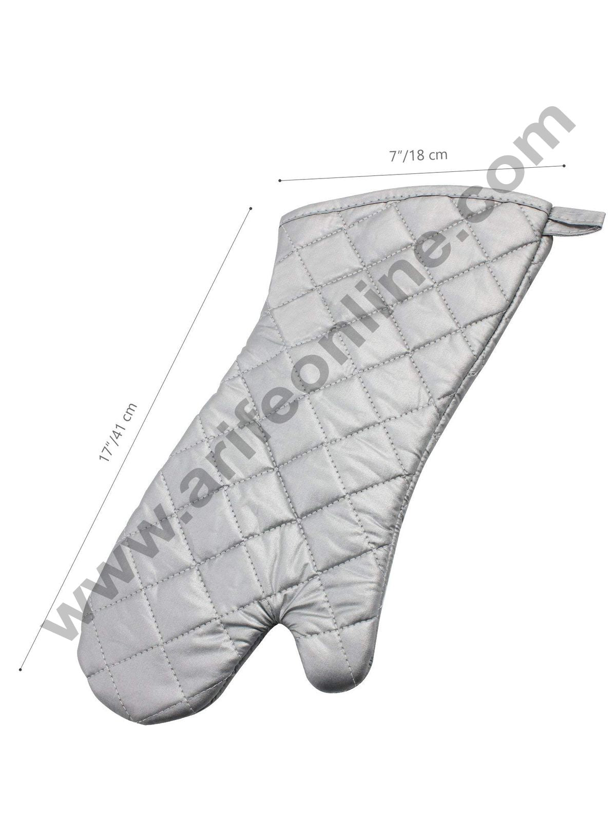 Cake Decor Silver Coated Extra Long Oven Gloves Heat Resistant for Kitchen Cooking (Set of 2)