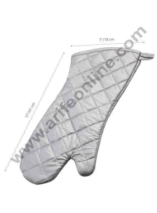 Cake Decor Silver Coated Extra Long Oven Gloves Heat Resistant for Kitchen Cooking (Set of 2)