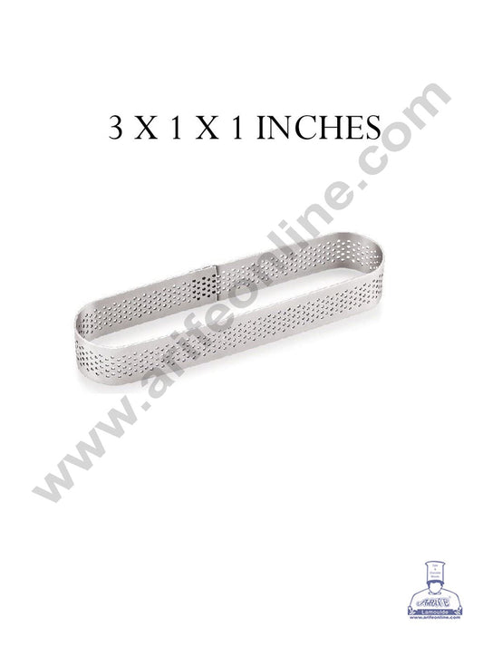 Cake Decor Stainless Steel Perforated Oval Tart Cake Ring - 3 Inch