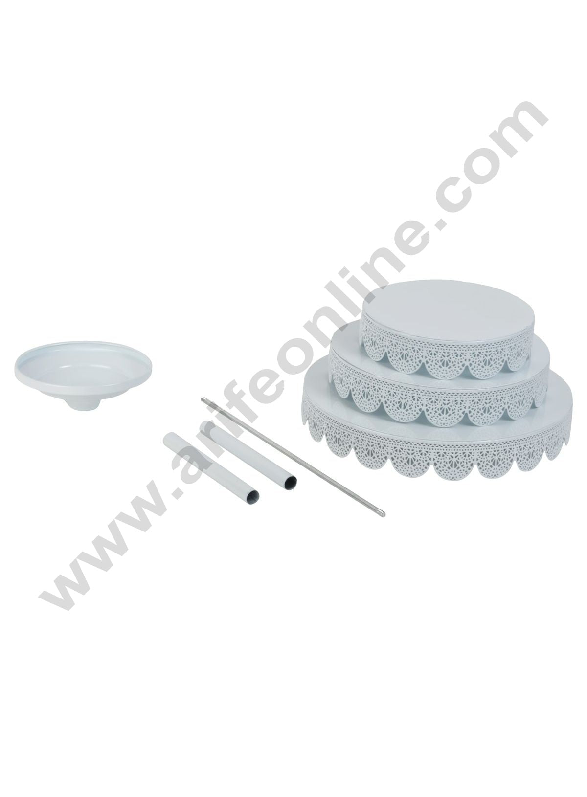 3 tier Metal Plates Cup Cake Stand & Dessert Stand, White  (MOQ 12 PCS)