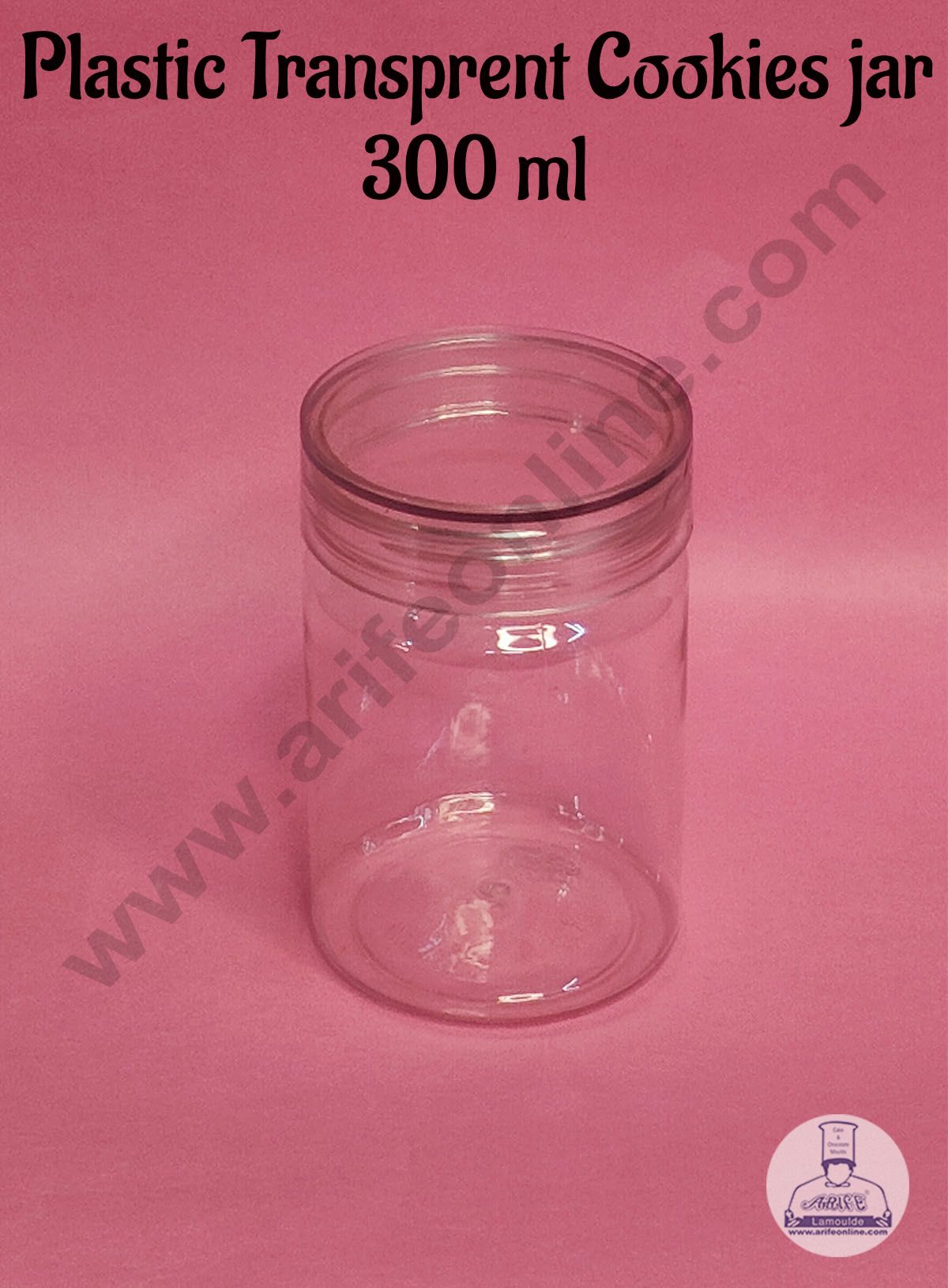 1 Piece Tall Plastic Transparent Cookies Jar With Clear Cap - 300ml  SB-PTCJ-T-300 (MOQ 100 PCS) (RE)