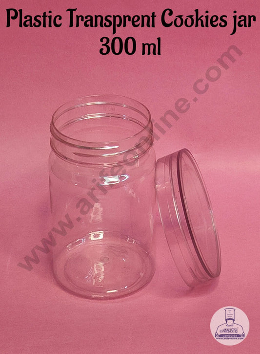 1 Piece Tall Plastic Transparent Cookies Jar With Clear Cap - 300ml  SB-PTCJ-T-300 (MOQ 100 PCS) (RE)
