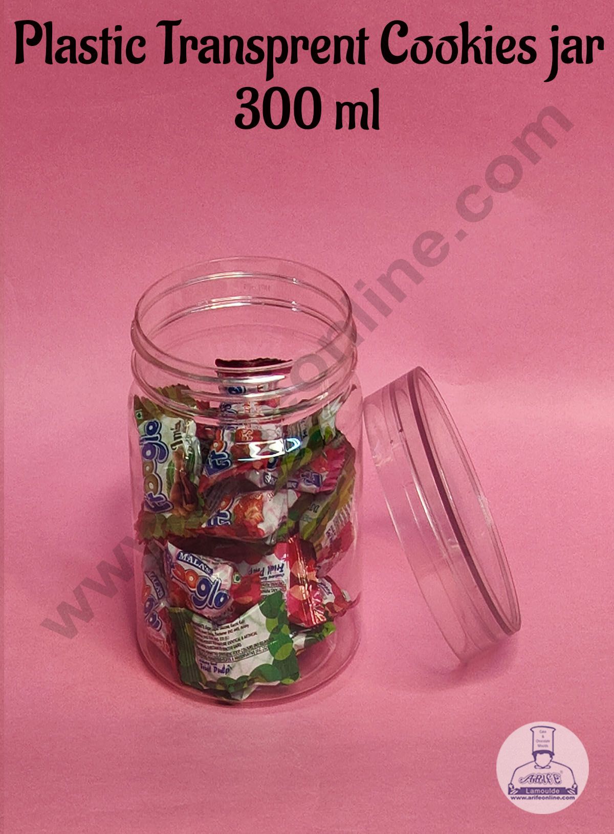 1 Piece Tall Plastic Transparent Cookies Jar With Clear Cap - 300ml  SB-PTCJ-T-300 (MOQ 100 PCS) (RE)