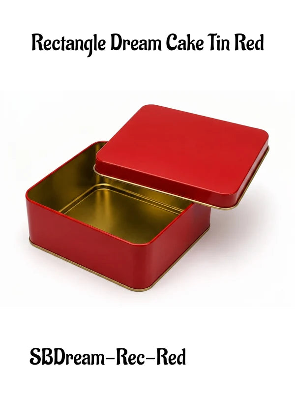 Rectangle Cookie Dream Tin Matte Finish - Red | 12x10x4.5cm (SBDream-Rec-Red) - (MOQ 100 PCS) (FO)