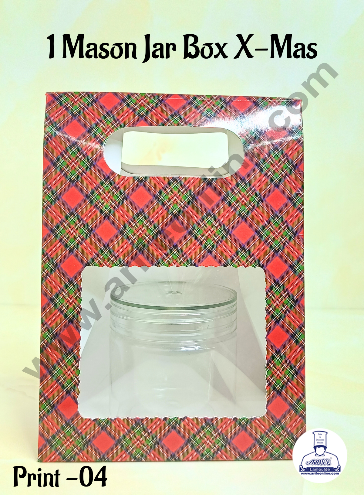 1 Mason Jar Paper Carry Bags Christmas Theme - RED & Blue - Small (10 Pcs) (MOQ 12 PACK)