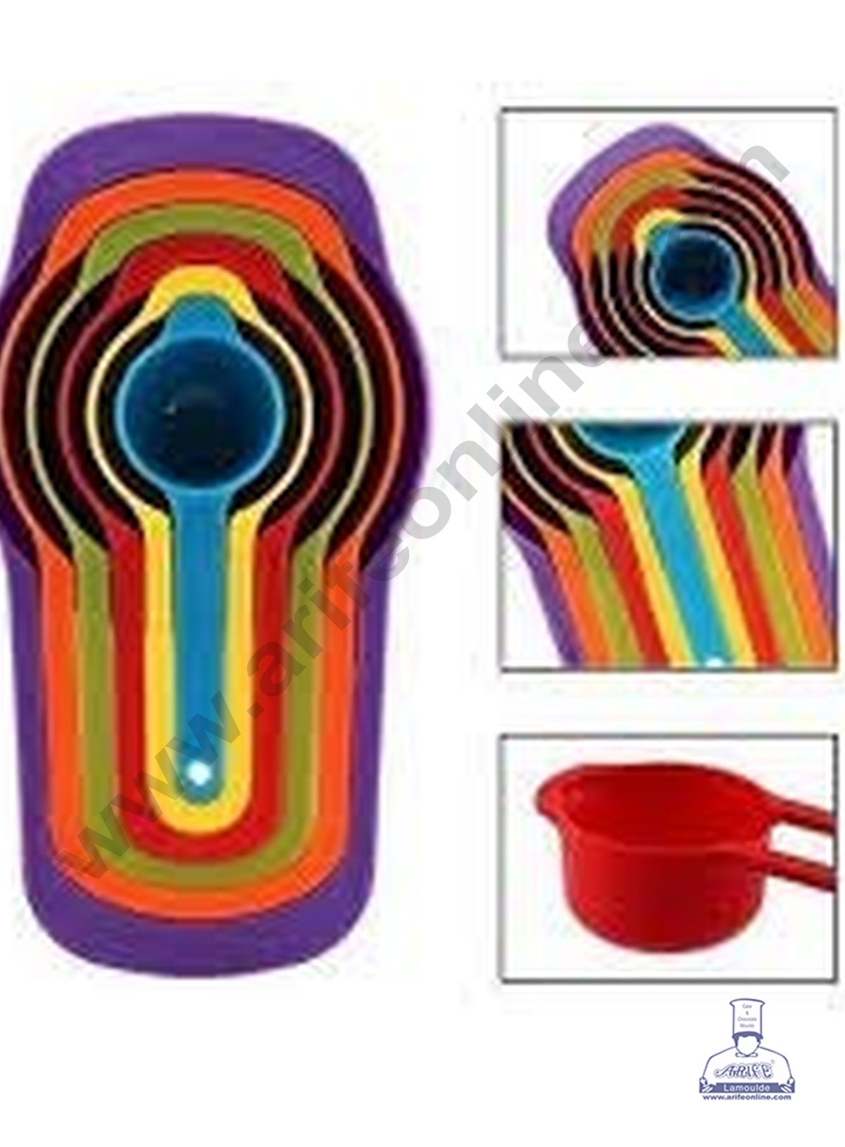 6 in 1 Plastic Measuring Cups and Spoon, Multicolor Cups and Spoon Set  (MOQ 12 PCS)