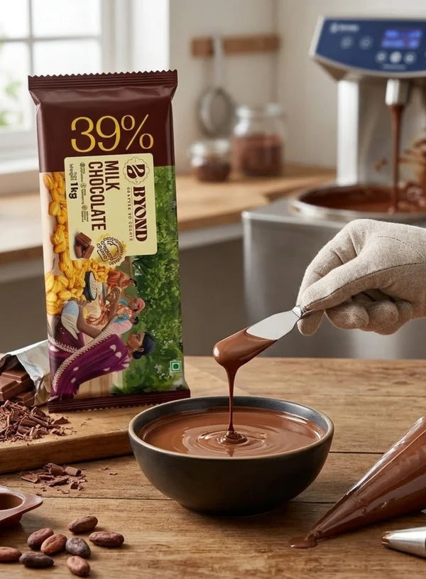 BYOND Milk Chocolate 39% | Professional Milk Chocolate for Baking, Moulding & Desserts (1 Kg) (Beyond-MC-39)